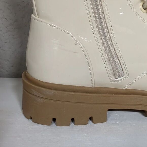 Ivory Women's Patent Leather Combat Boots 7.5 - Picture 4 of 7